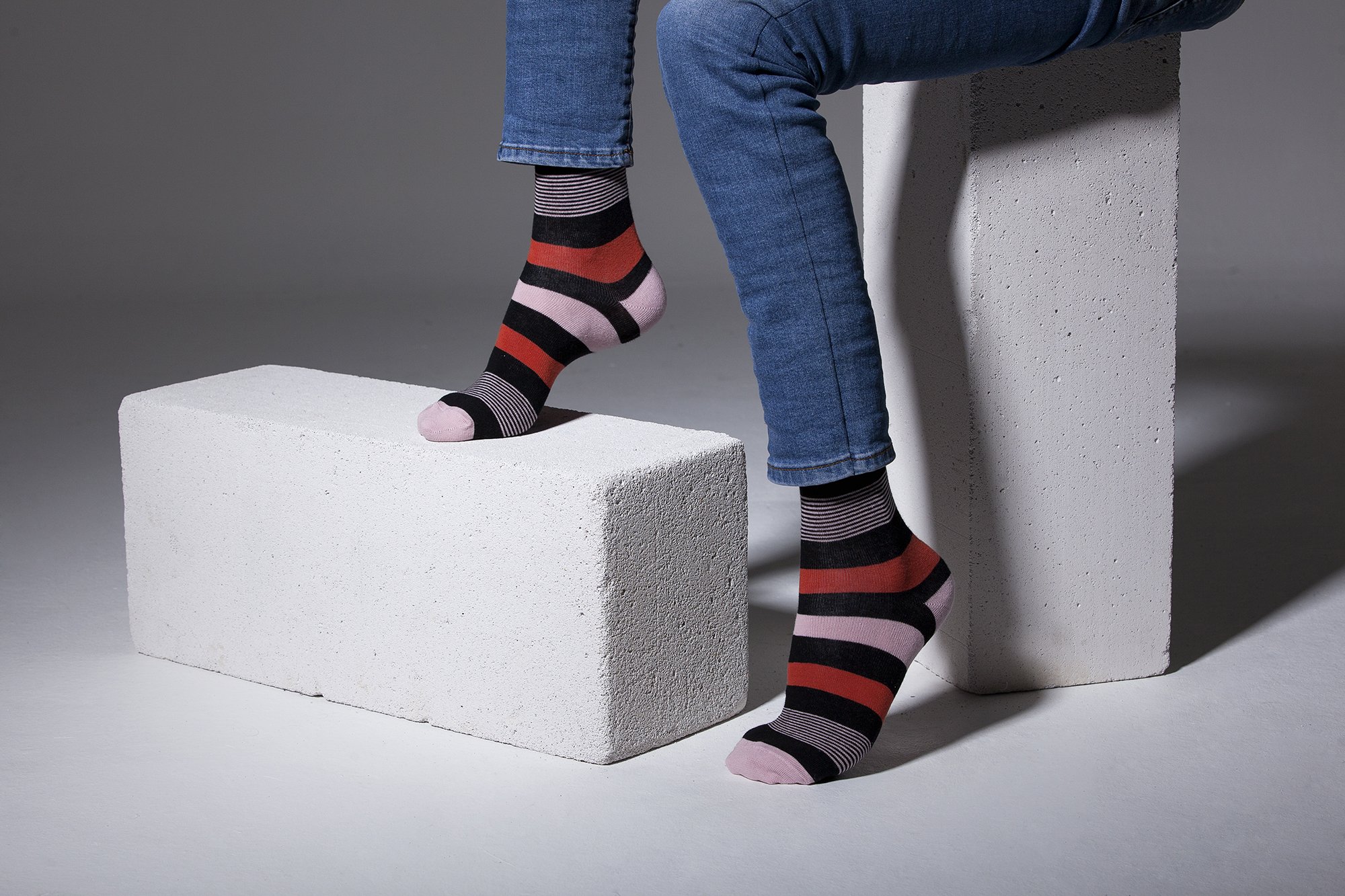 Men's Red Blush Stripe Socks featuring vibrant colors and trendy patterns, made from soft Turkish cotton for comfort.
