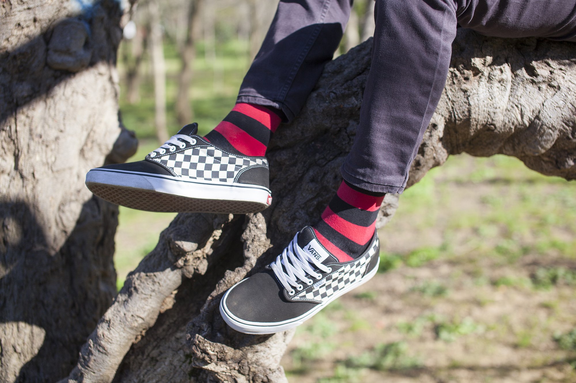 Men's Red Sky Stripe Socks featuring vibrant colors and a trendy design, perfect for adding flair to any outfit.