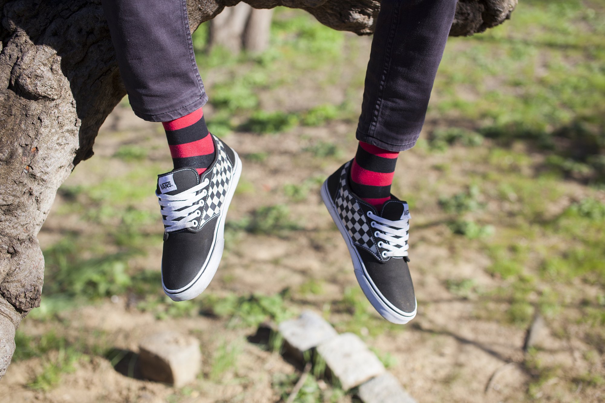 Men's Red Sky Stripe Socks featuring vibrant colors and a trendy design, perfect for adding flair to any outfit.
