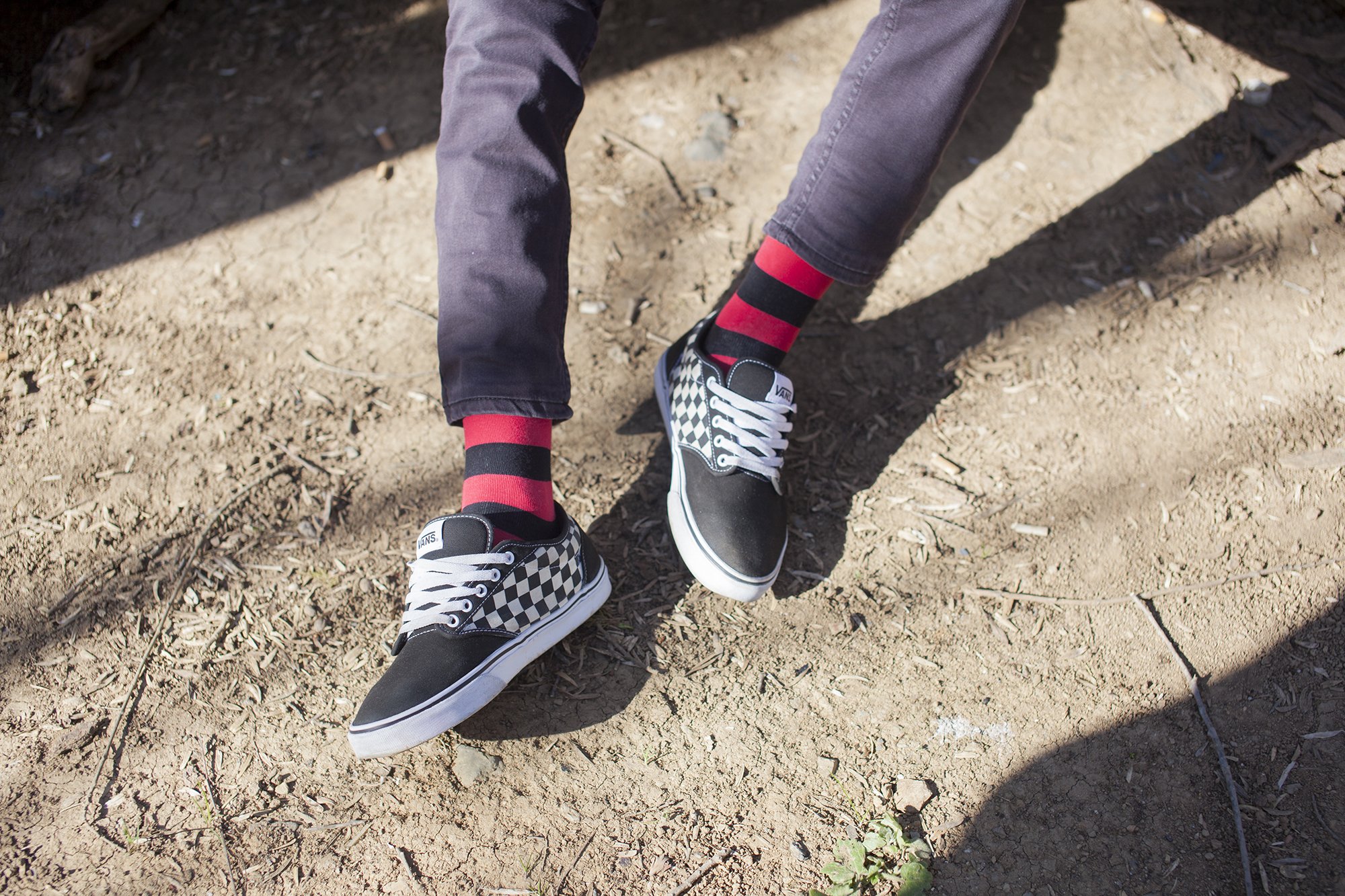 Men's Red Sky Stripe Socks featuring vibrant colors and a trendy design, perfect for adding flair to any outfit.