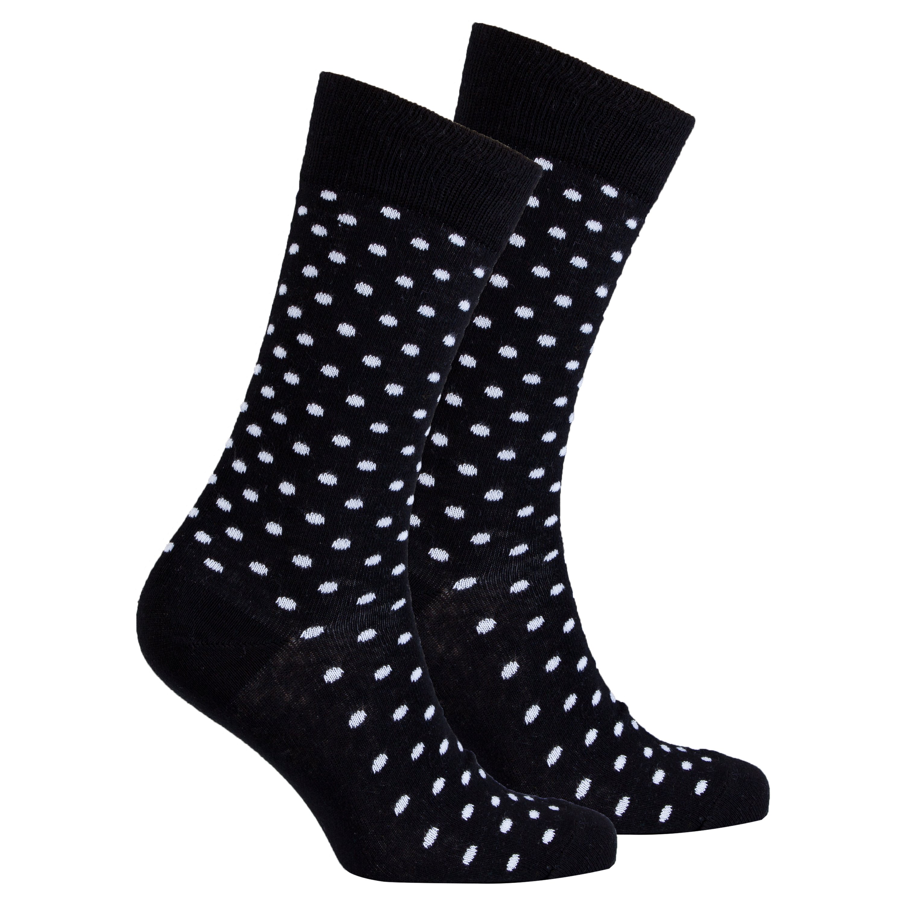 Men's Solid Black Dot Socks featuring a stylish design made from soft Turkish cotton blend.