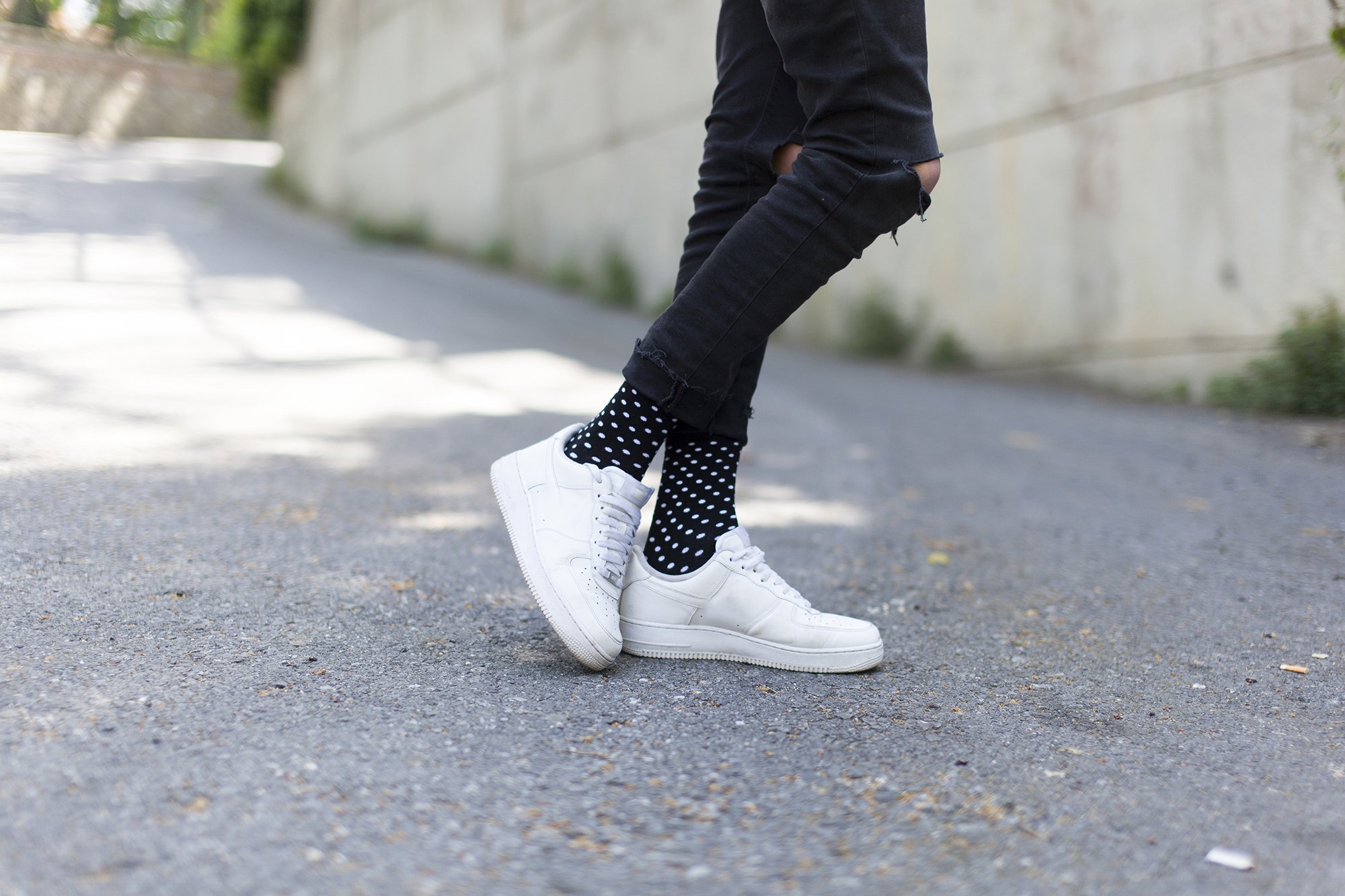 Men's Solid Black Dot Socks featuring a stylish design made from soft Turkish cotton blend.