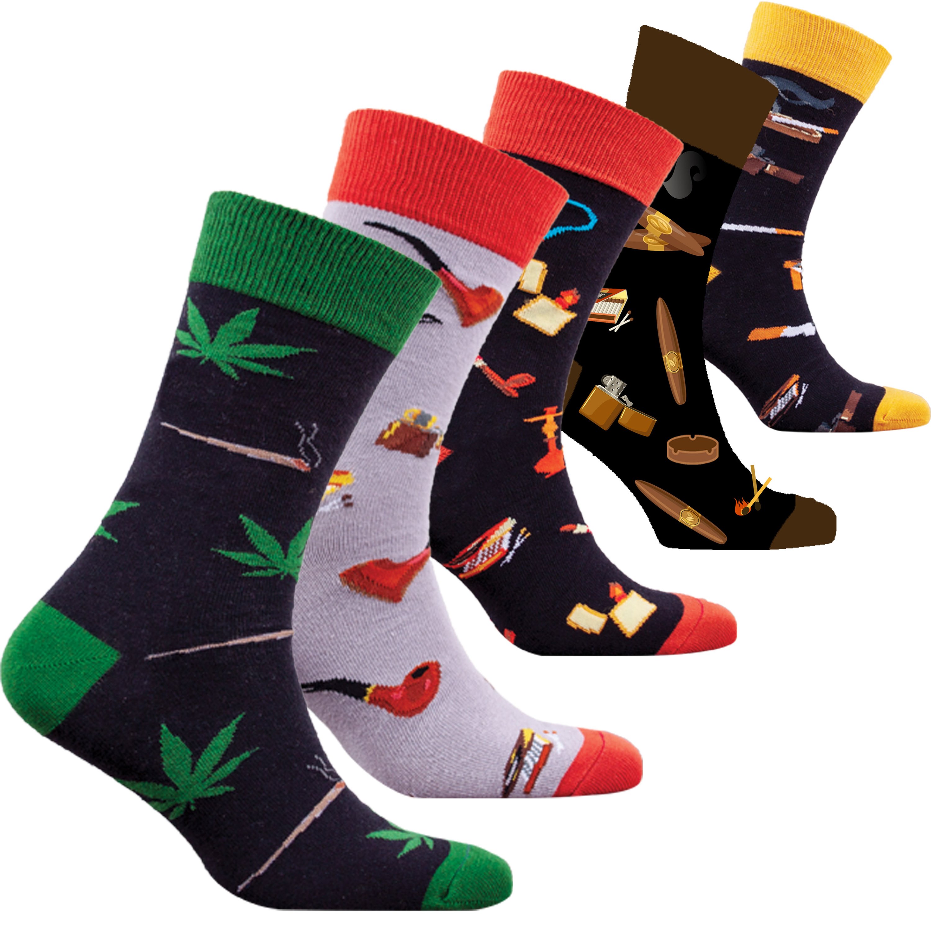 Men's Tobacco Socks featuring colorful designs and premium Turkish cotton for comfort and style.