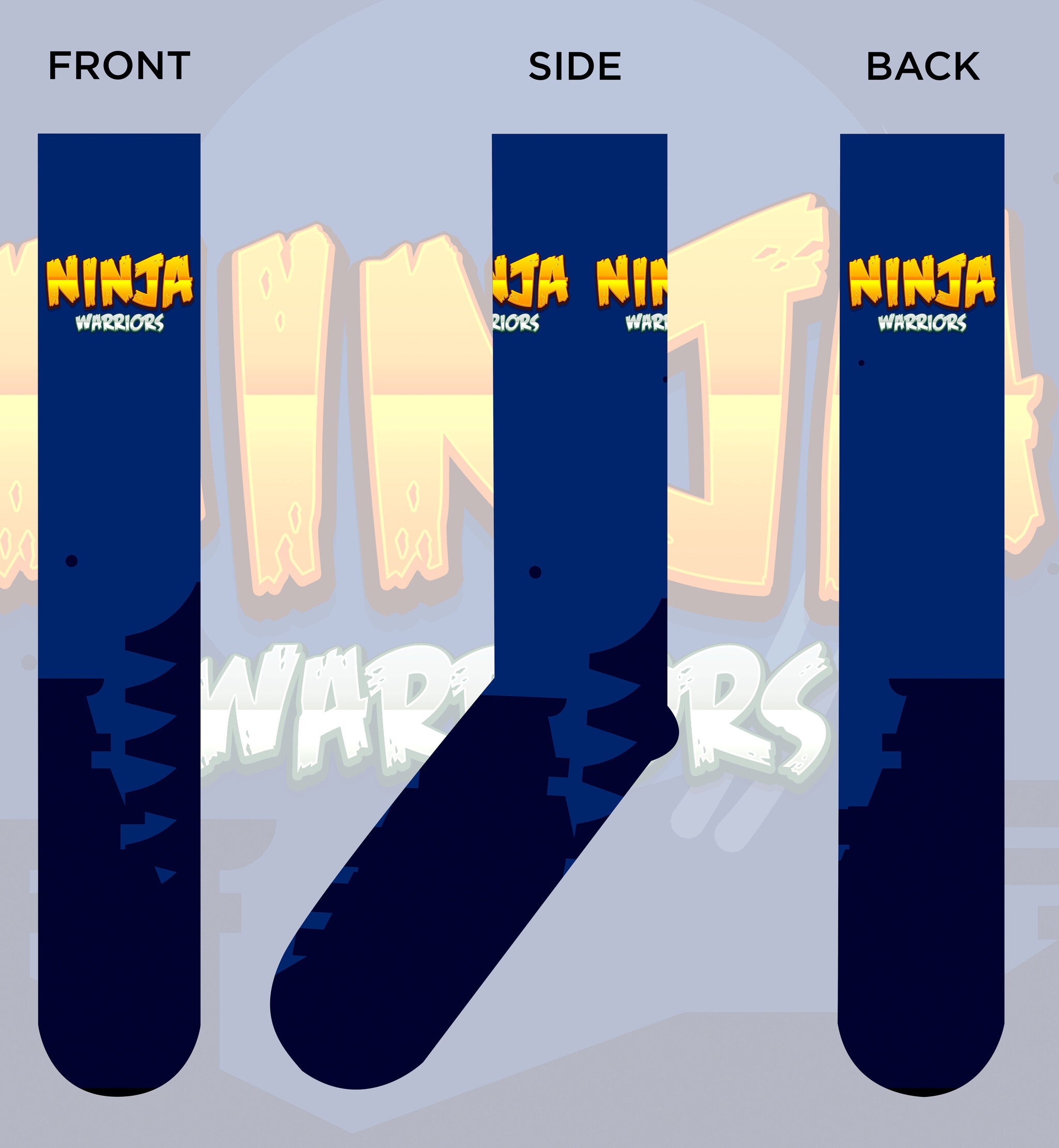 A pair of colorful Ninja Warrior custom socks featuring fun designs, perfect for personal collections and gifts.