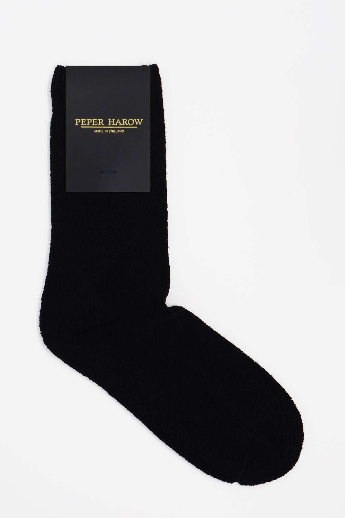 Black Ribbed Cuff Men's Bed Socks made from luxurious Supima cotton, featuring a seamless toe and ribbed cuff for comfort.