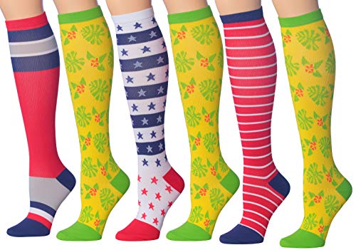 Ronnox Compression Socks featuring colorful patterns, knee-high design suitable for men and women.