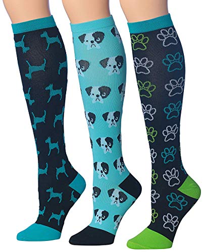 Ronnox Compression Socks featuring colorful patterns, knee-high design suitable for men and women, providing compression support.