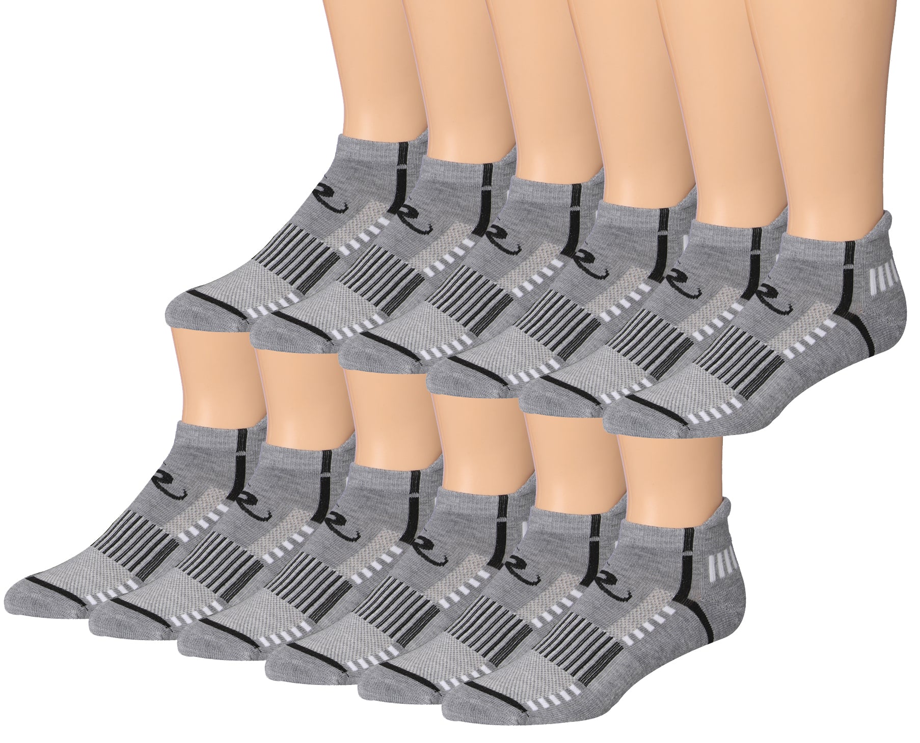 Ronnox Men's 12-Pairs Low Cut Running Socks in various colors, showcasing their breathable and comfortable design.