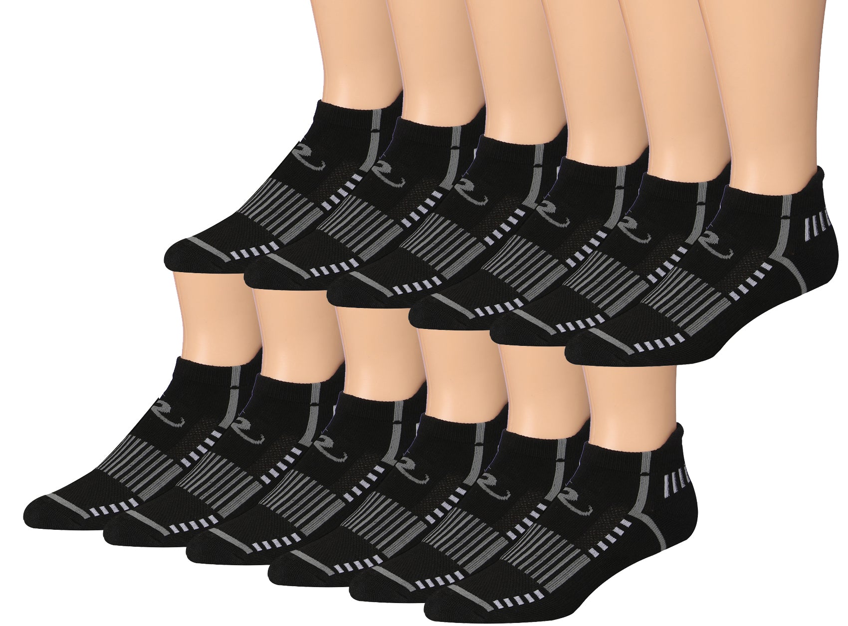 Ronnox Men's 12-Pairs Low Cut Running Socks in various colors, showcasing their breathable and comfortable design.