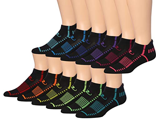 Ronnox Men's 12-Pairs Low Cut Running Socks displayed in various colors and styles, showcasing their athletic design and comfort features.