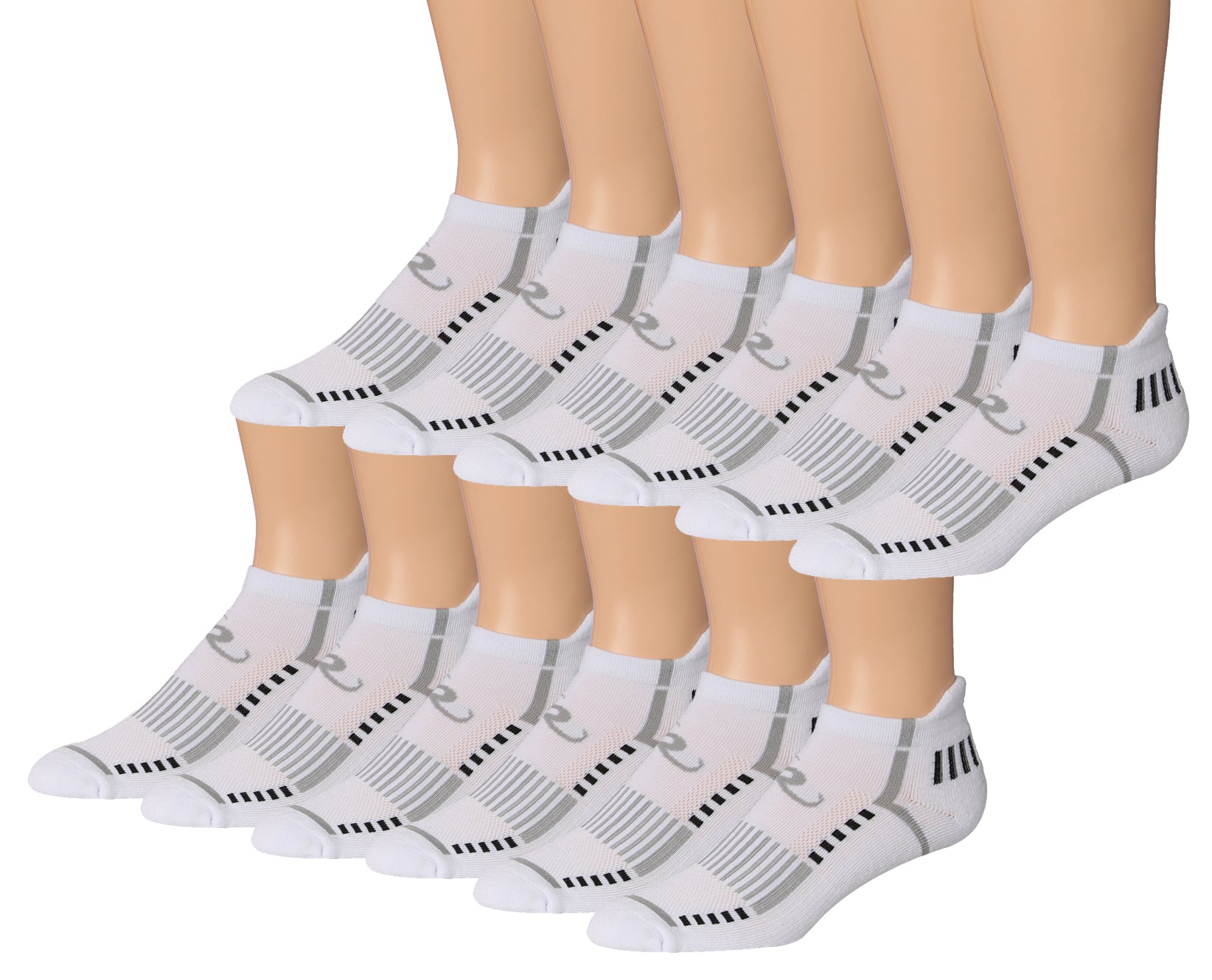 Ronnox Men's 12-Pairs Low Cut Running Socks displayed in various colors and styles, showcasing their athletic design and comfort features.