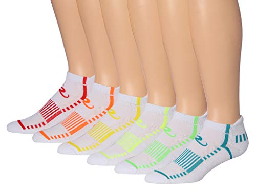 Ronnox Men's 6-Pairs Low Cut Running Socks in various colors, showcasing their athletic design and performance tab.