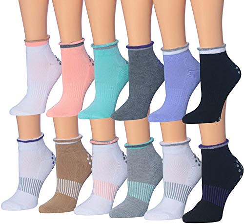 Ronnox Women's Anti-Skid Non-Slip Silicone-Gripper Socks in various colors, designed for yoga and Pilates, showcasing the silicone grippers on the soles.