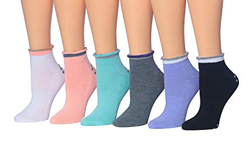 Ronnox Women's Cushioned Anti-Skid Non-Slip Silicone-Gripper Socks in various colors, showcasing the silicone grippers on the soles.
