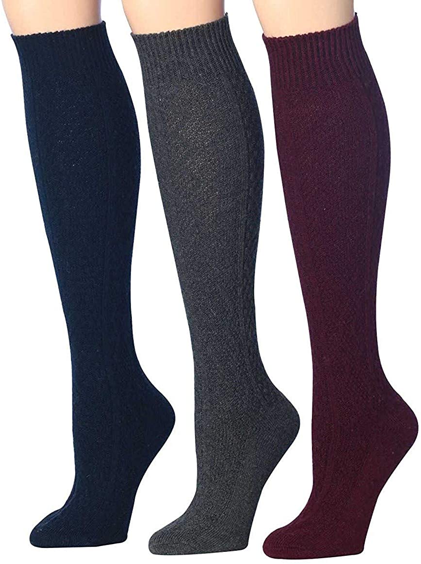 Tipi Toe Women's Ragg Marled Ribbed Boot Socks in various colors, showcasing their over-the-calf design and ribbed texture.