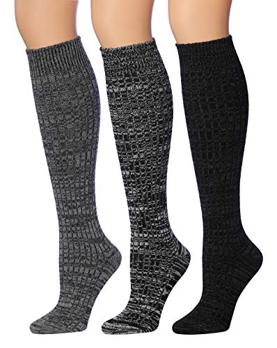 Tipi Toe Women's Ragg Marled Ribbed Boot Socks in various colors, showcasing their over-the-calf design and ribbed texture.