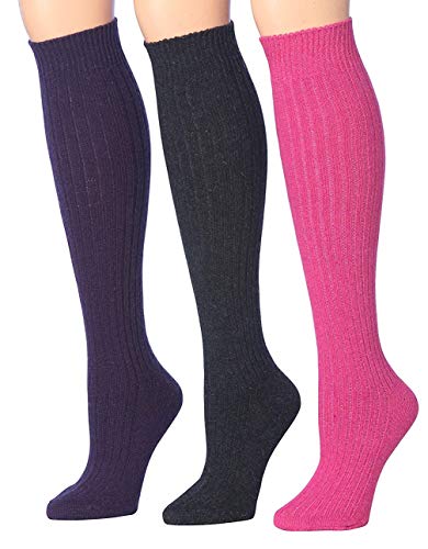 Tipi Toe Women's Ribbed Cable Knee High Wool-Blend Boot Socks in various colors, showcasing their stylish design and knee-high length.