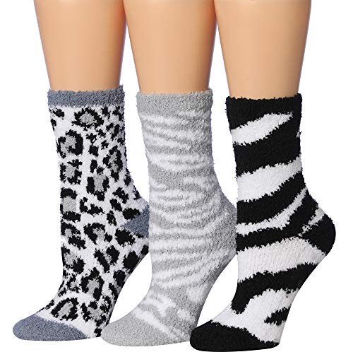 Tipi Toe Women's Cozy Microfiber Anti-Skid Soft Fuzzy Crew Socks in various colors, showcasing their soft texture and anti-skid design.