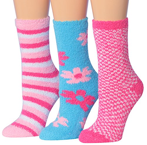 Tipi Toe Women's Cozy Microfiber Anti-Skid Soft Fuzzy Crew Socks in assorted colors, showcasing their soft texture and anti-skid soles.