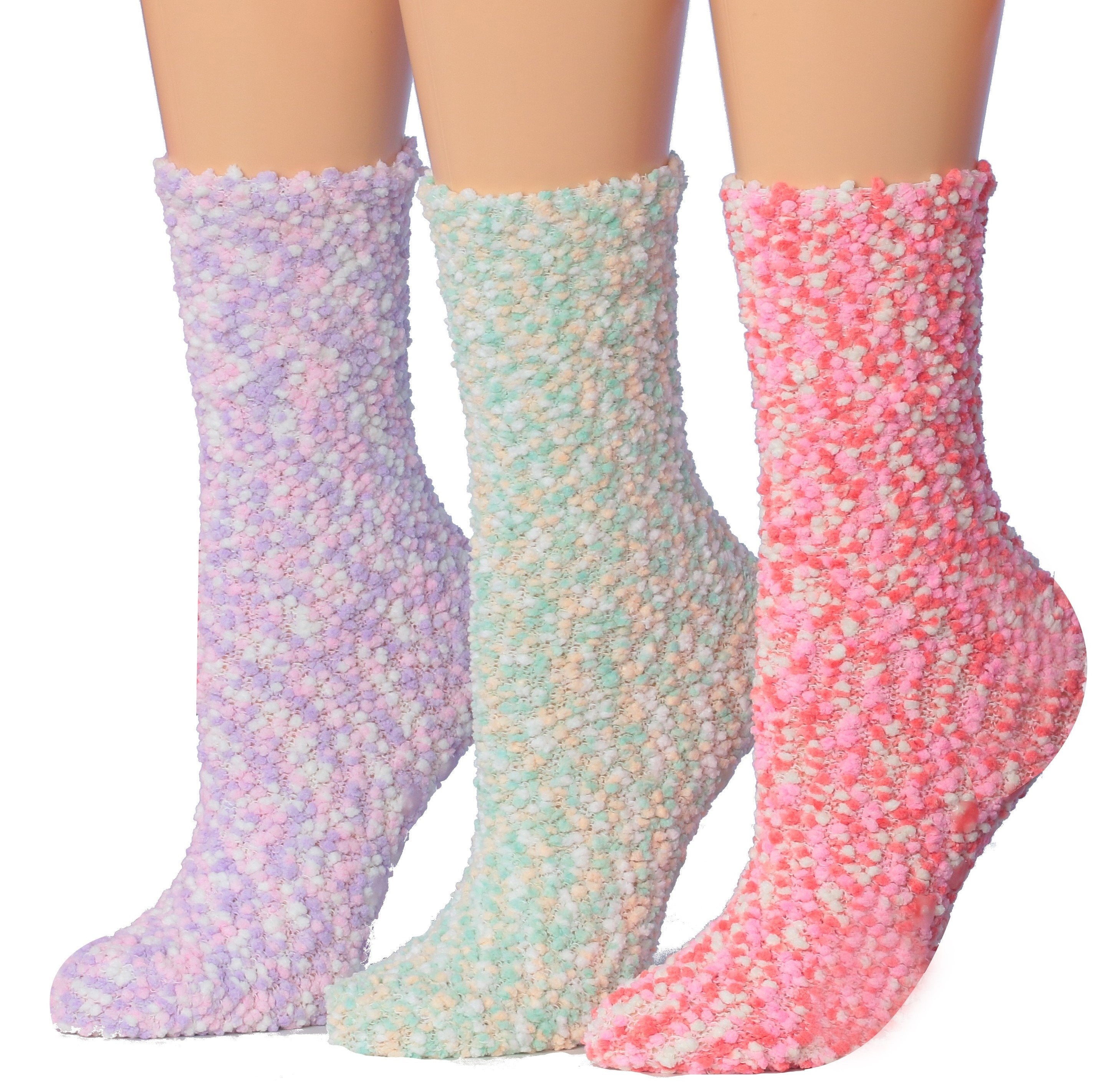 Tipi Toe Women's 3-Pairs Winter Snowflakes Anti-Skid Soft Fuzzy Crew Socks featuring cozy microfiber and festive snowflake patterns.