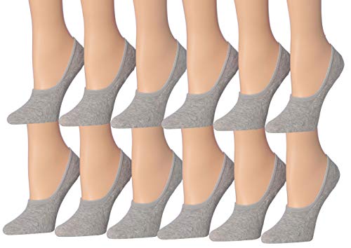 Tipi Toe Women's Cotton No Show Boat & Loafer Shoe Foot Liner Socks with non-slip heel grip, displayed on a white background.