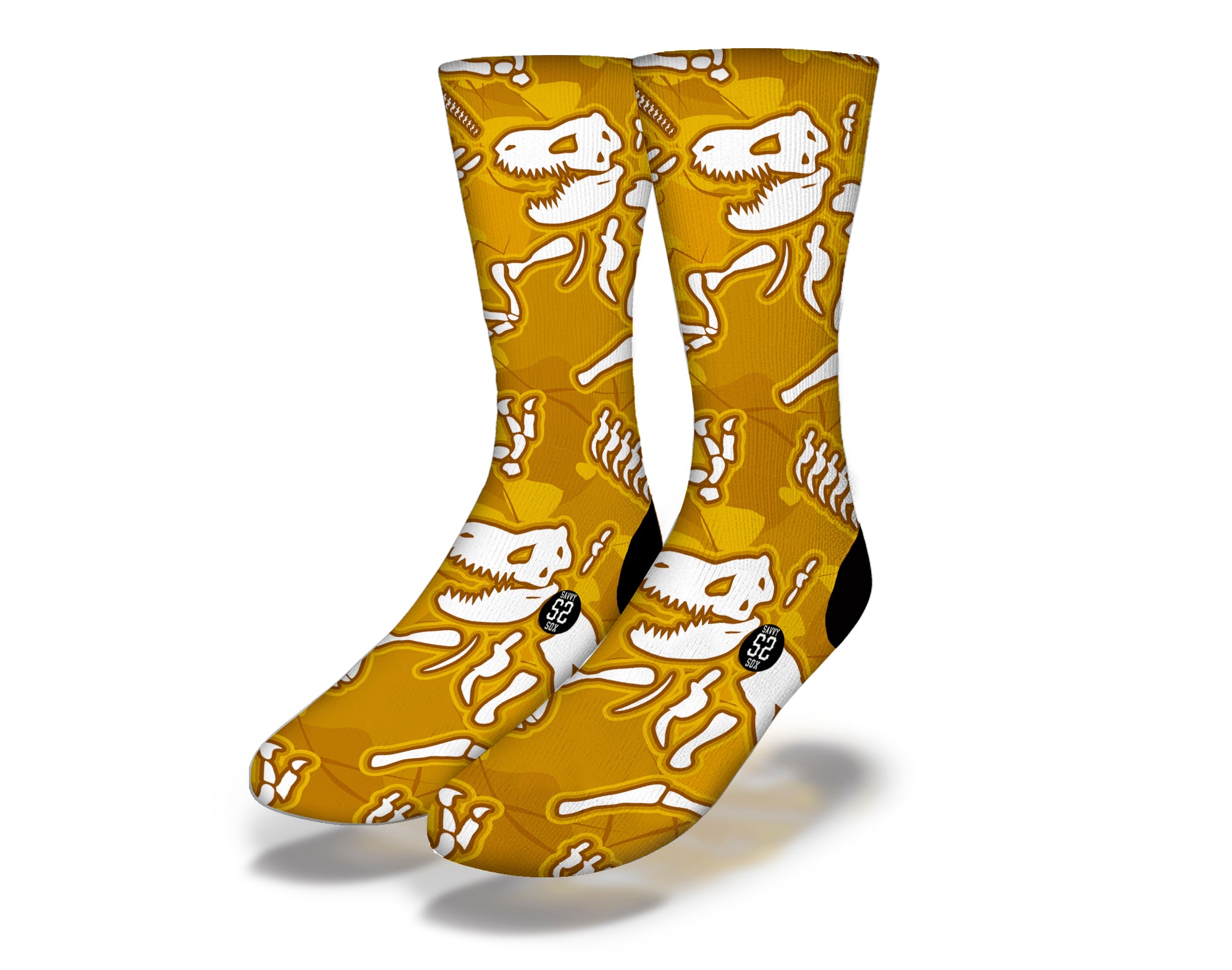 Colorful T-REX SKELETONS socks featuring playful dinosaur skeleton designs, perfect for fun and casual wear.