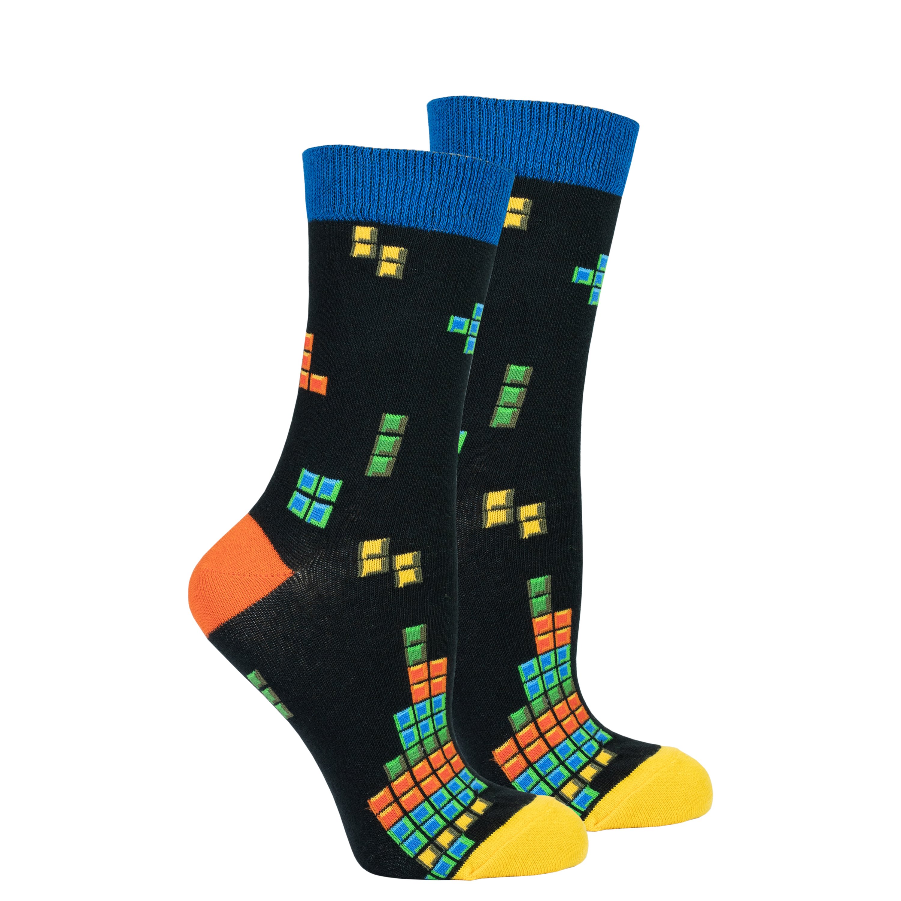 Colorful Women's Blocks Socks featuring trendy patterns and soft cotton material, perfect for adding style to any outfit.