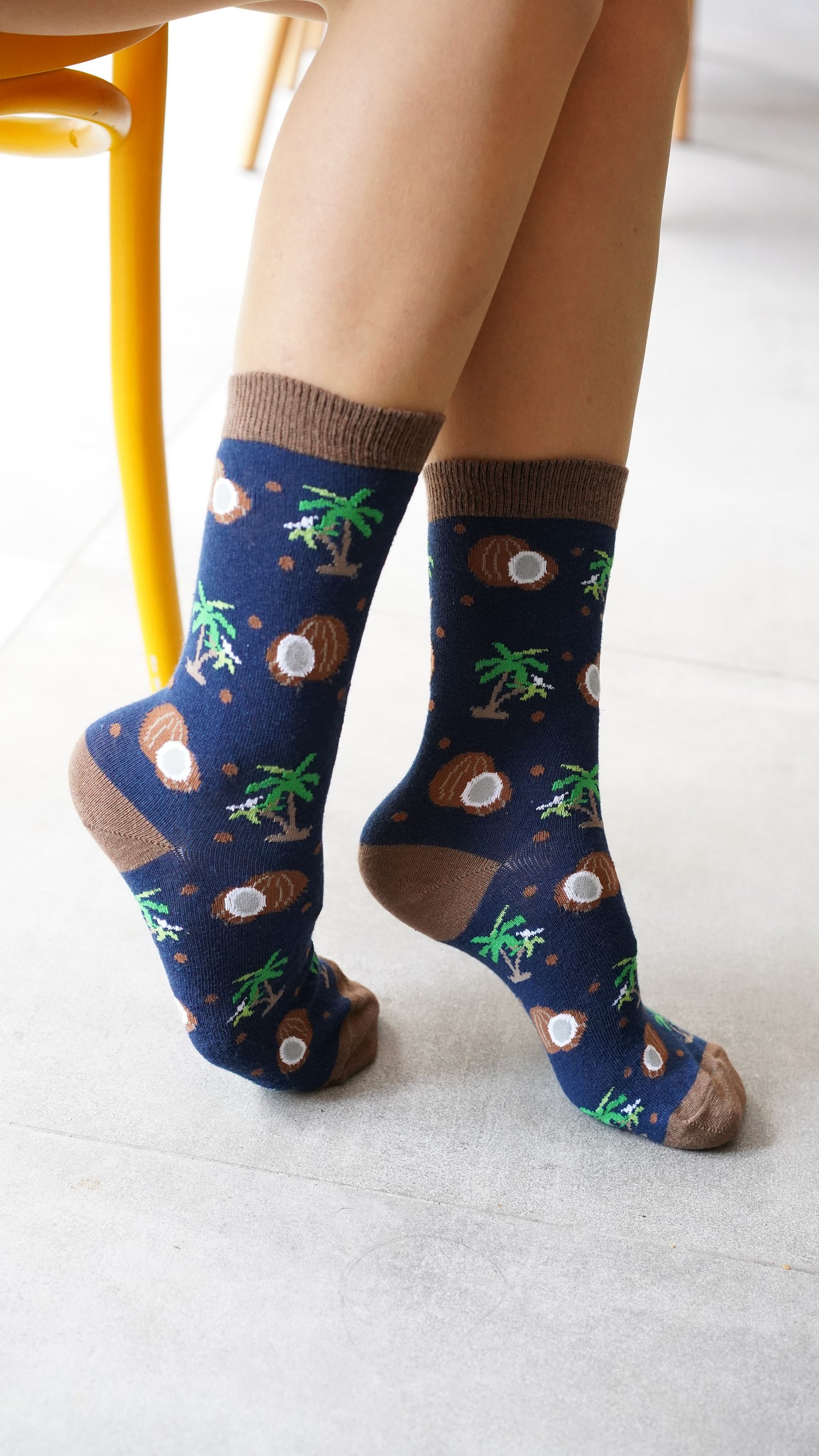 A colorful set of women's socks featuring delightful fruit patterns, made from soft Turkish cotton for comfort and style.