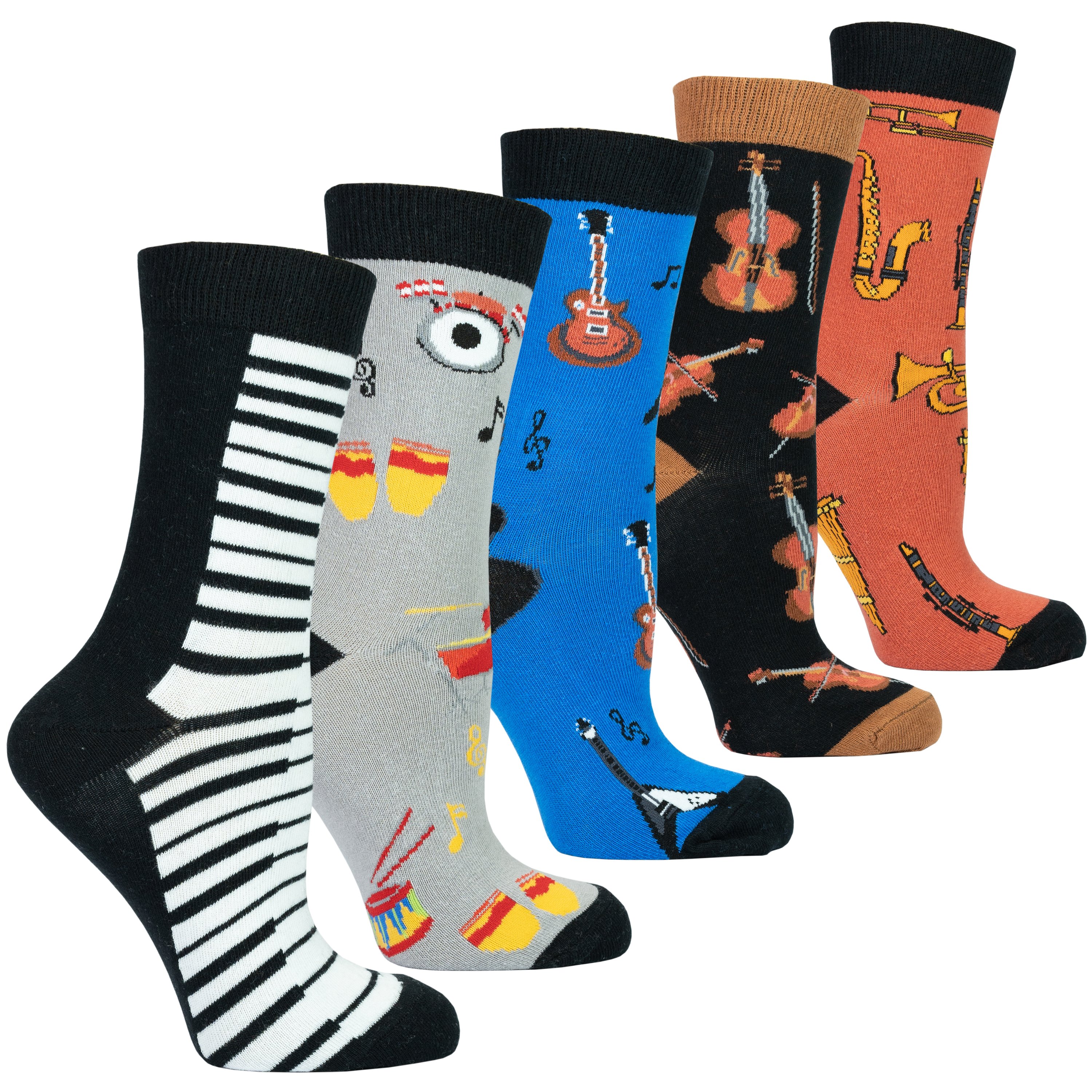 Colorful Women's Music Socks Set featuring trendy patterns and premium cotton material, perfect for adding style and comfort to any outfit.