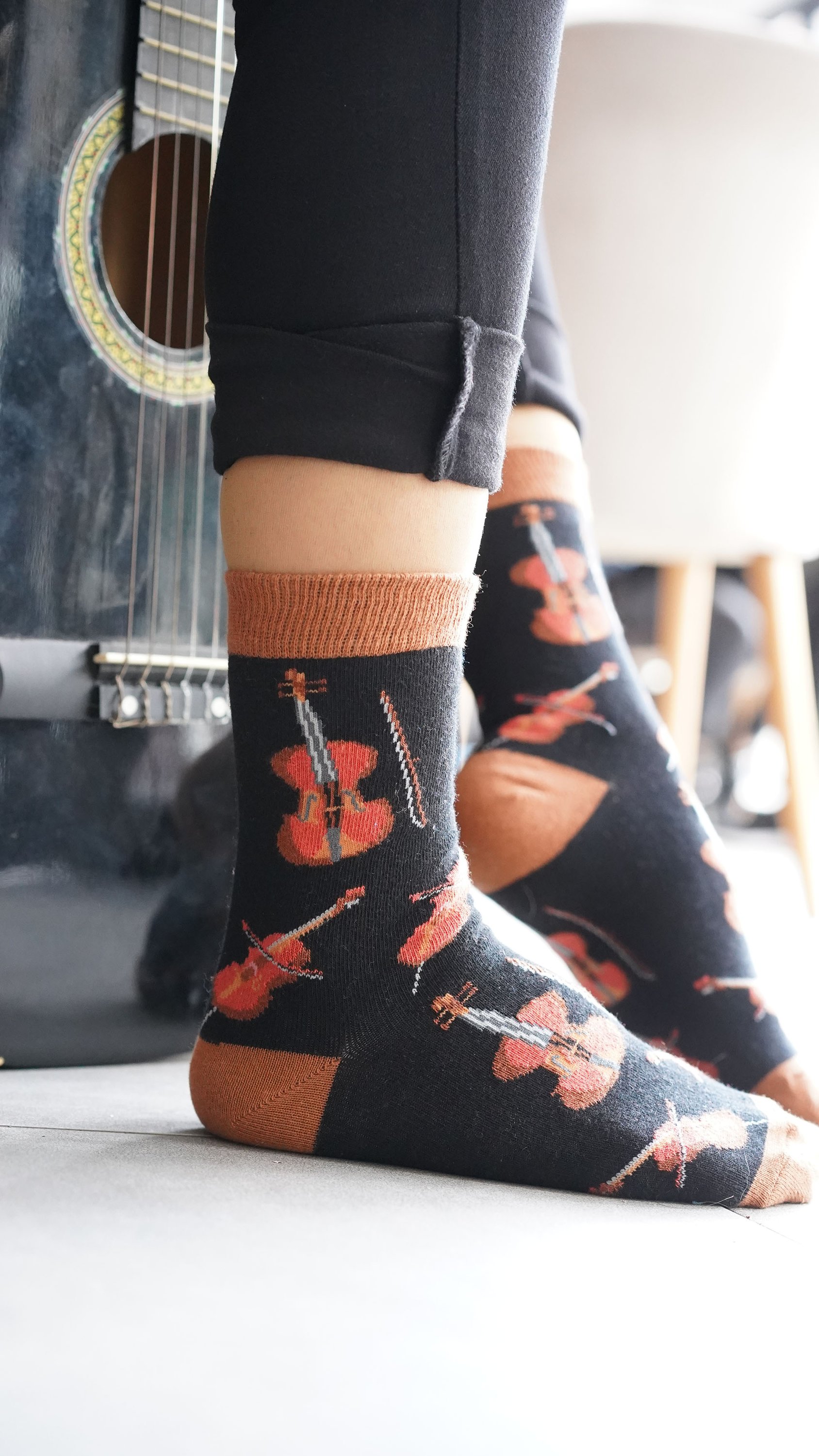 Colorful Women's Music Socks Set featuring trendy patterns and premium cotton material, perfect for adding style and comfort to any outfit.