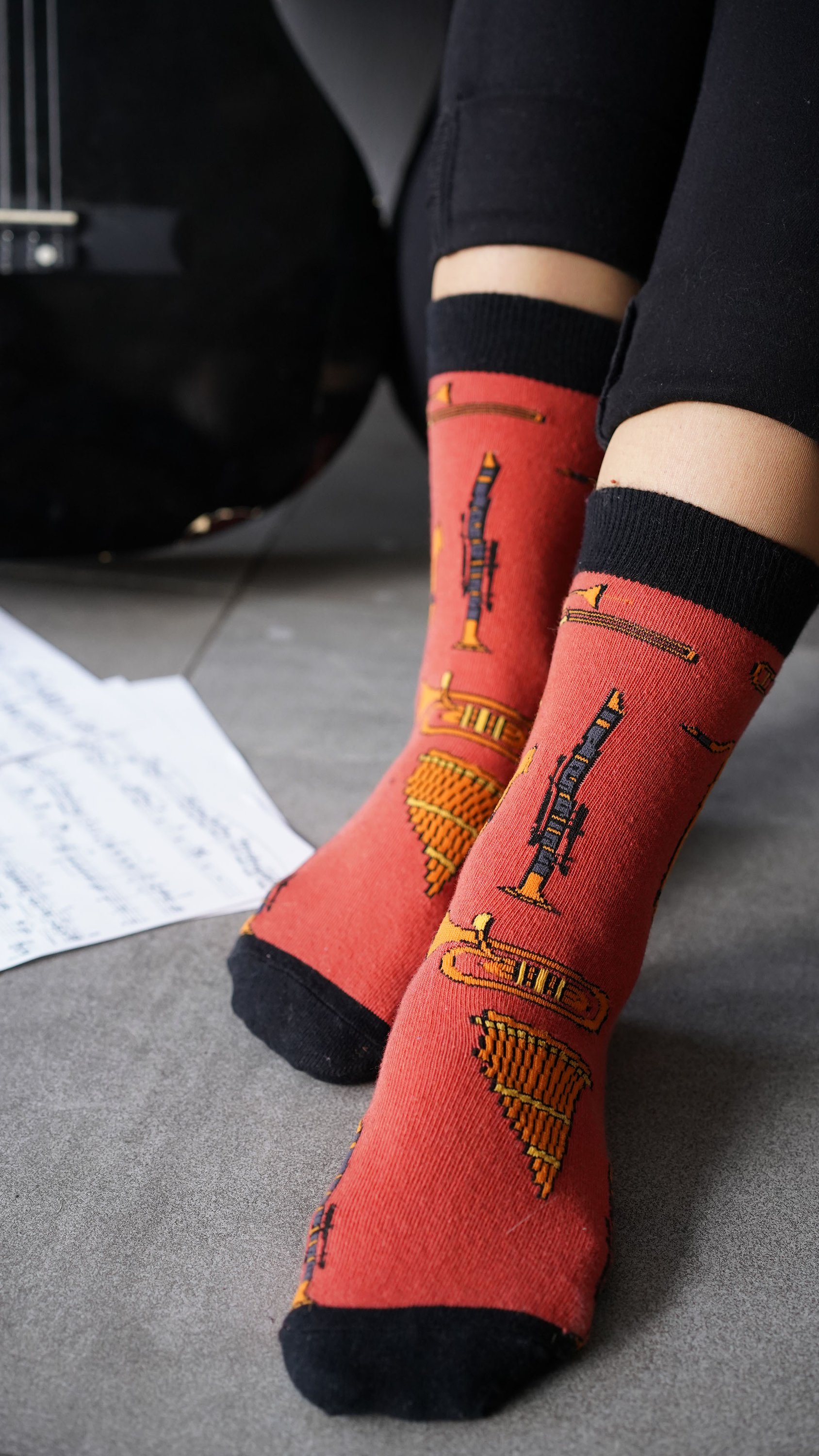 Colorful Women's Music Socks Set featuring trendy patterns and premium cotton material, perfect for adding style and comfort to any outfit.