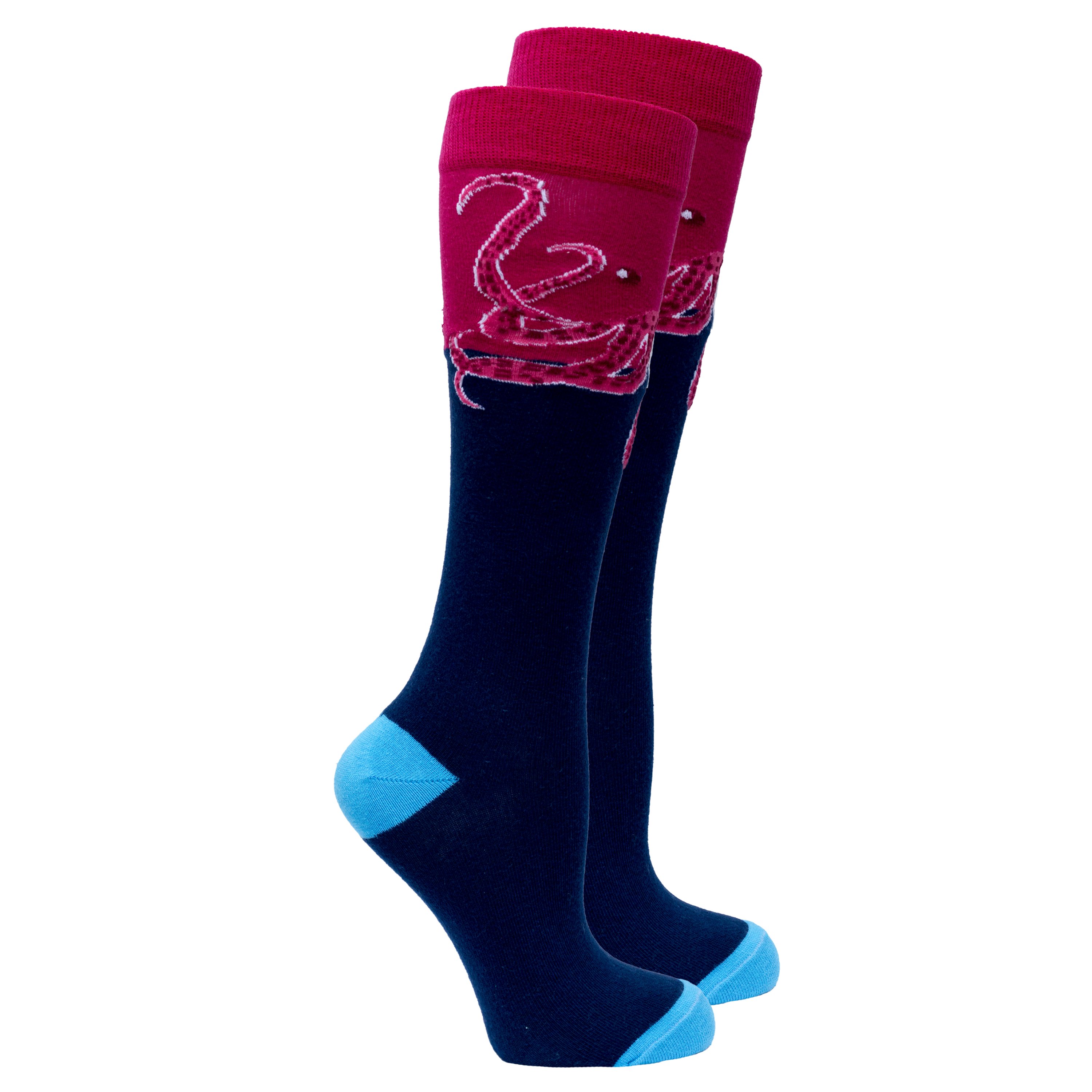 Colorful Women's Octopus Knee High Socks featuring a playful octopus design, made from soft Turkish cotton for comfort.