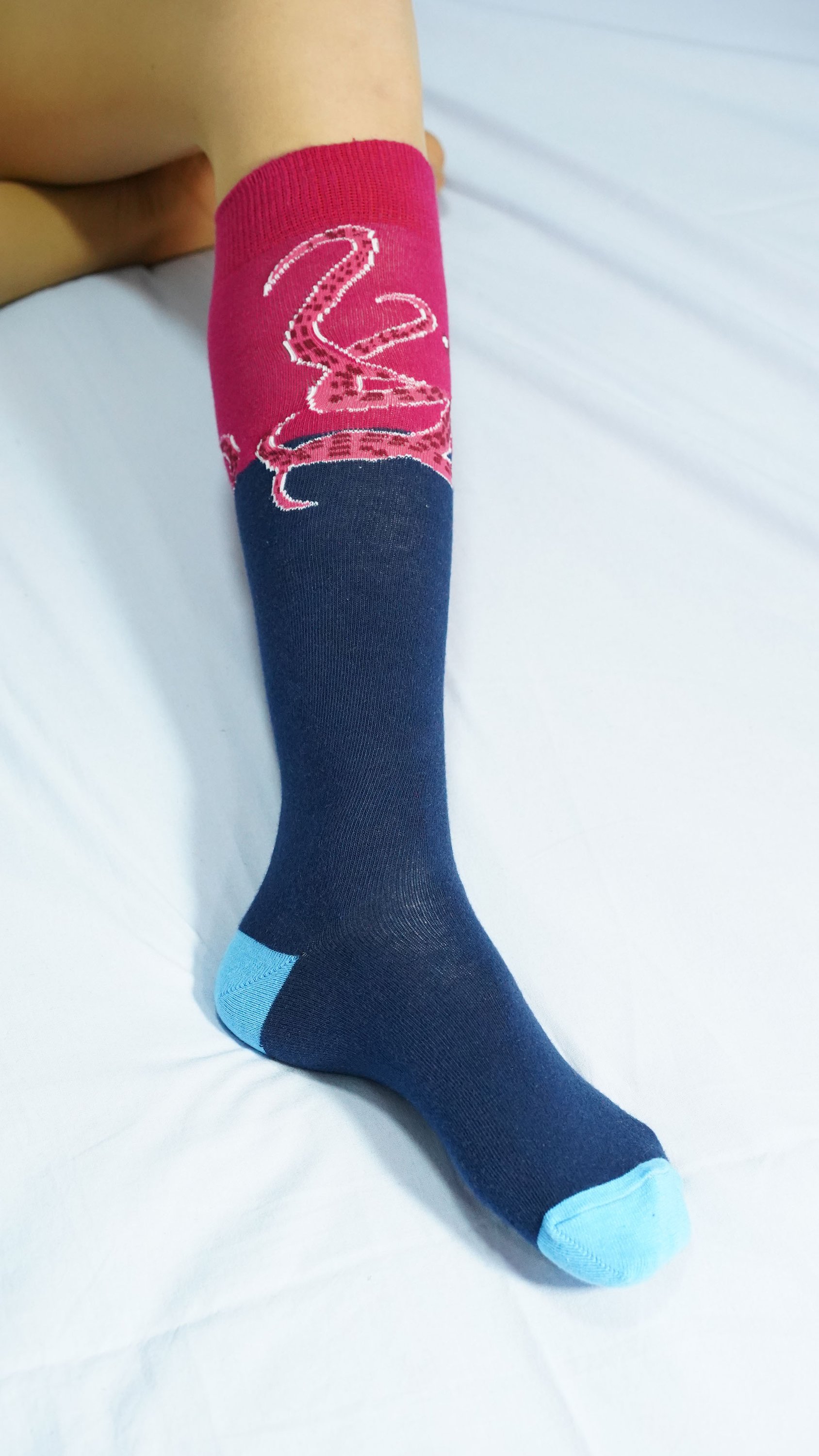 Colorful Women's Octopus Knee High Socks featuring a playful octopus design, made from soft Turkish cotton for comfort.