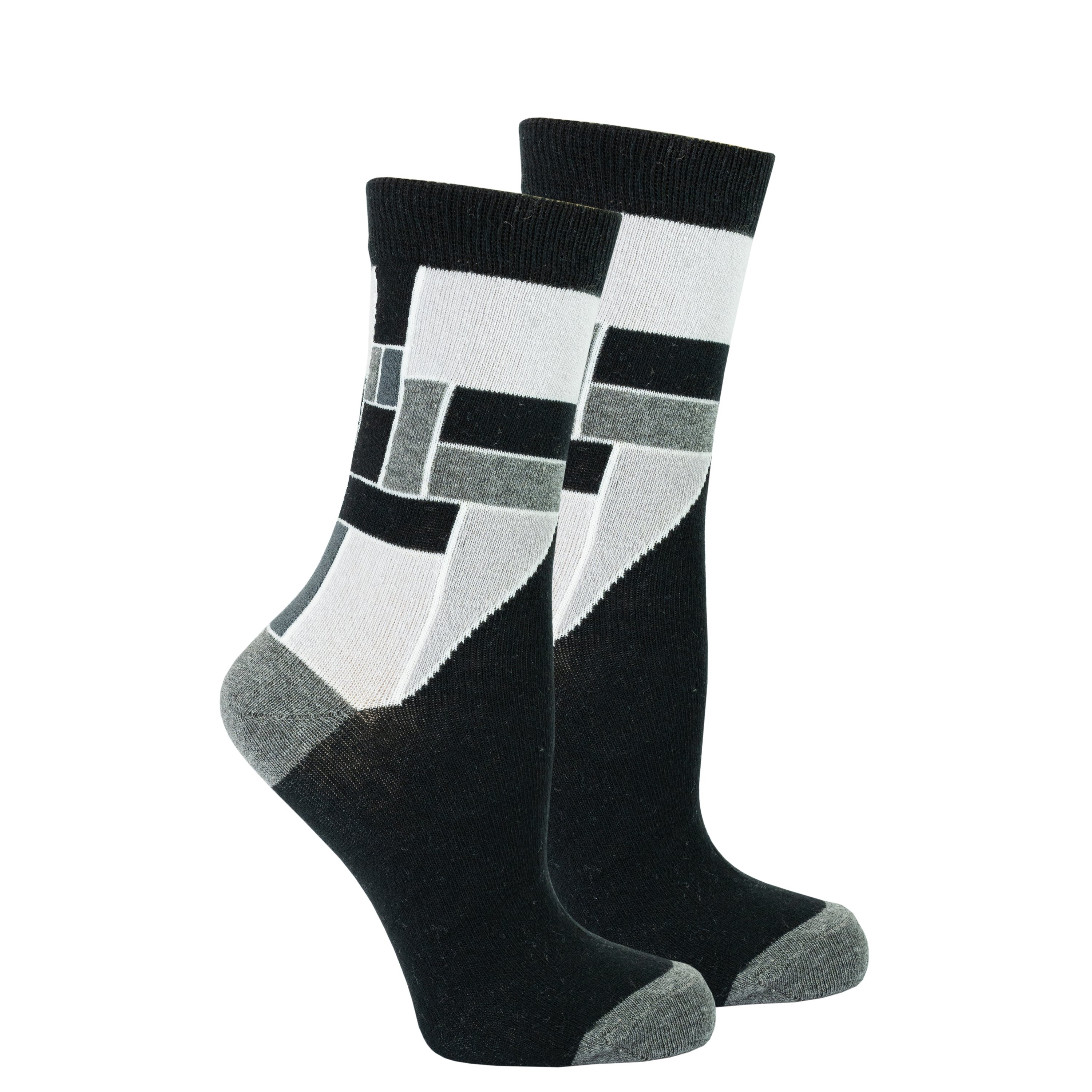 A pair of Women's Stone Cube Socks featuring colorful patterns and a soft texture, perfect for adding style and comfort to any outfit.