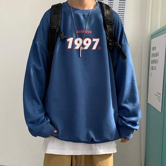 1997 Printed Oversized Pullover featuring a unique print, made from cotton and polyester, suitable for casual wear in various seasons.