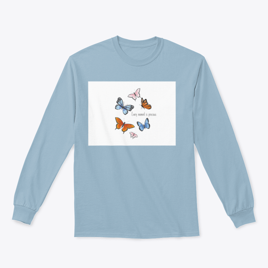 A vibrant sweatshirt featuring a colorful butterfly design, made from soft cotton fabric, showcasing a classic fit and midweight construction.