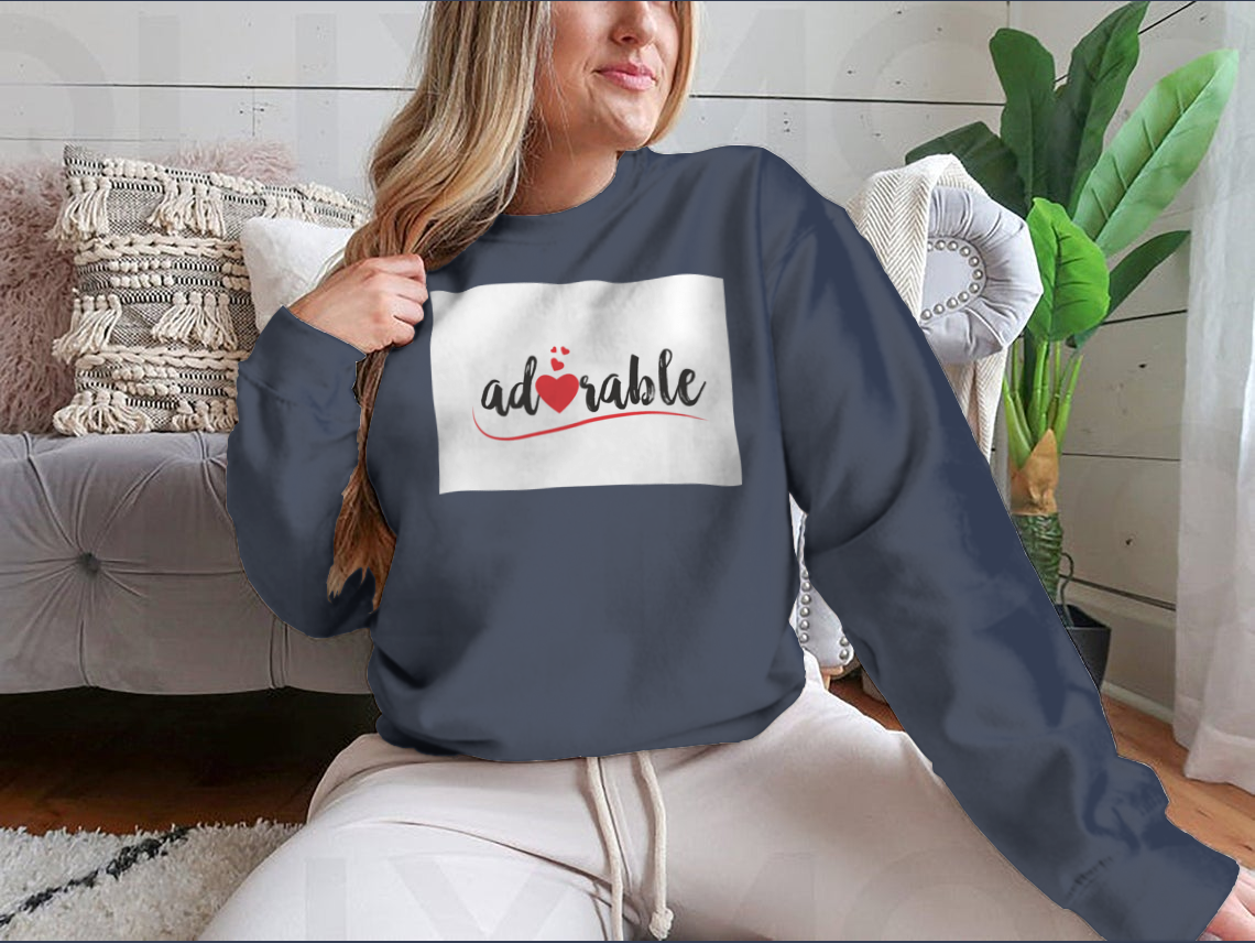 Adorable sweatshirt featuring a red love heart design, showcasing a stylish and comfortable fit.