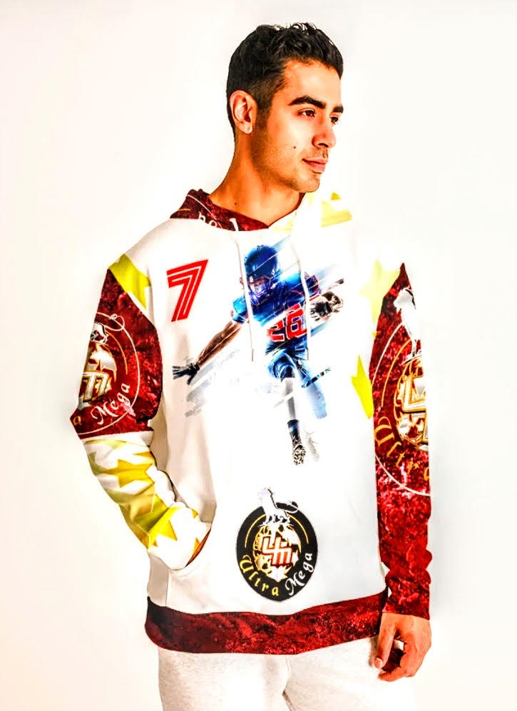 All Pro Men's Hoodie featuring a smooth fabric, adjustable drawstring hood, and stylish metal accents, perfect for comfort and style.