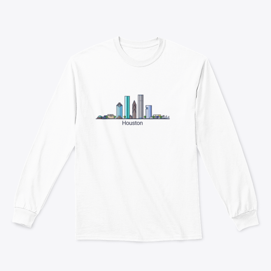 Stylish flat line trendy banner representing Houston City, showcasing its vibrant culture and design.