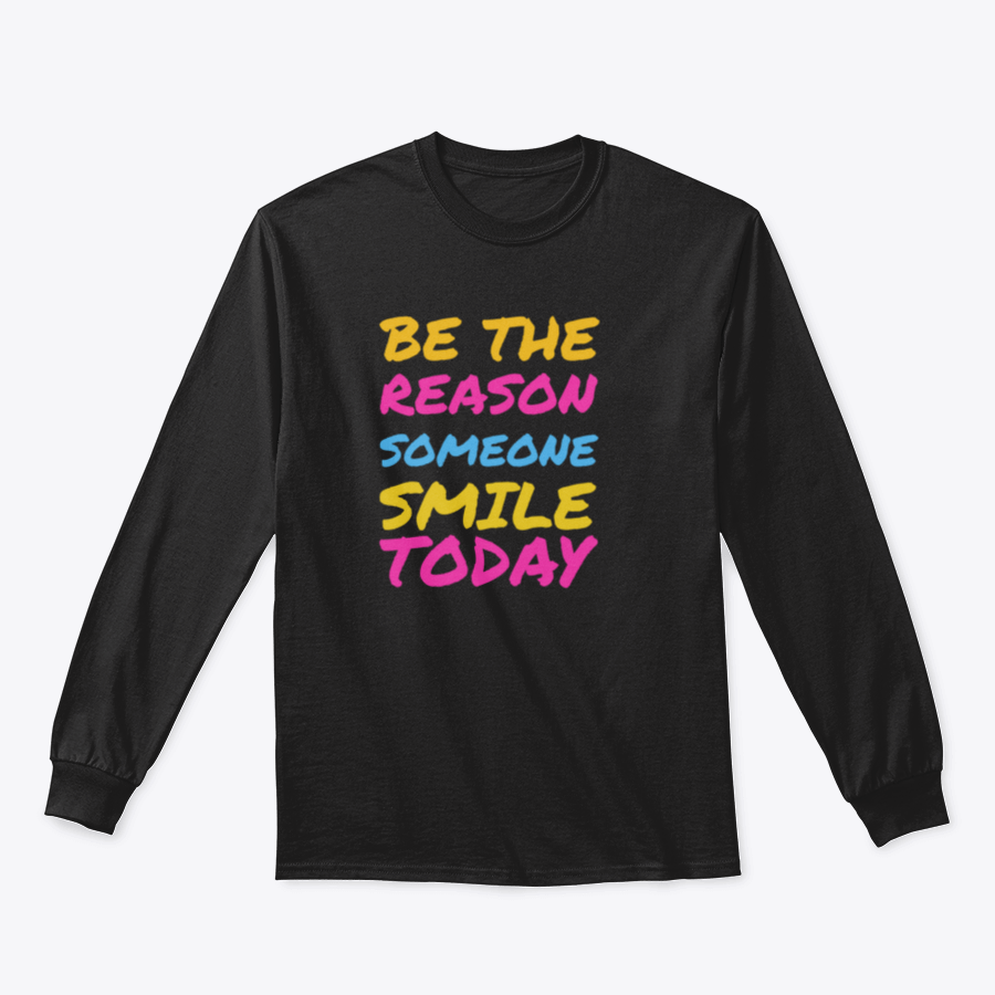 A stylish t-shirt featuring the phrase 'Be The Reason Someone Smile Today', made from 100% cotton, showcasing a classic fit and midweight fabric.