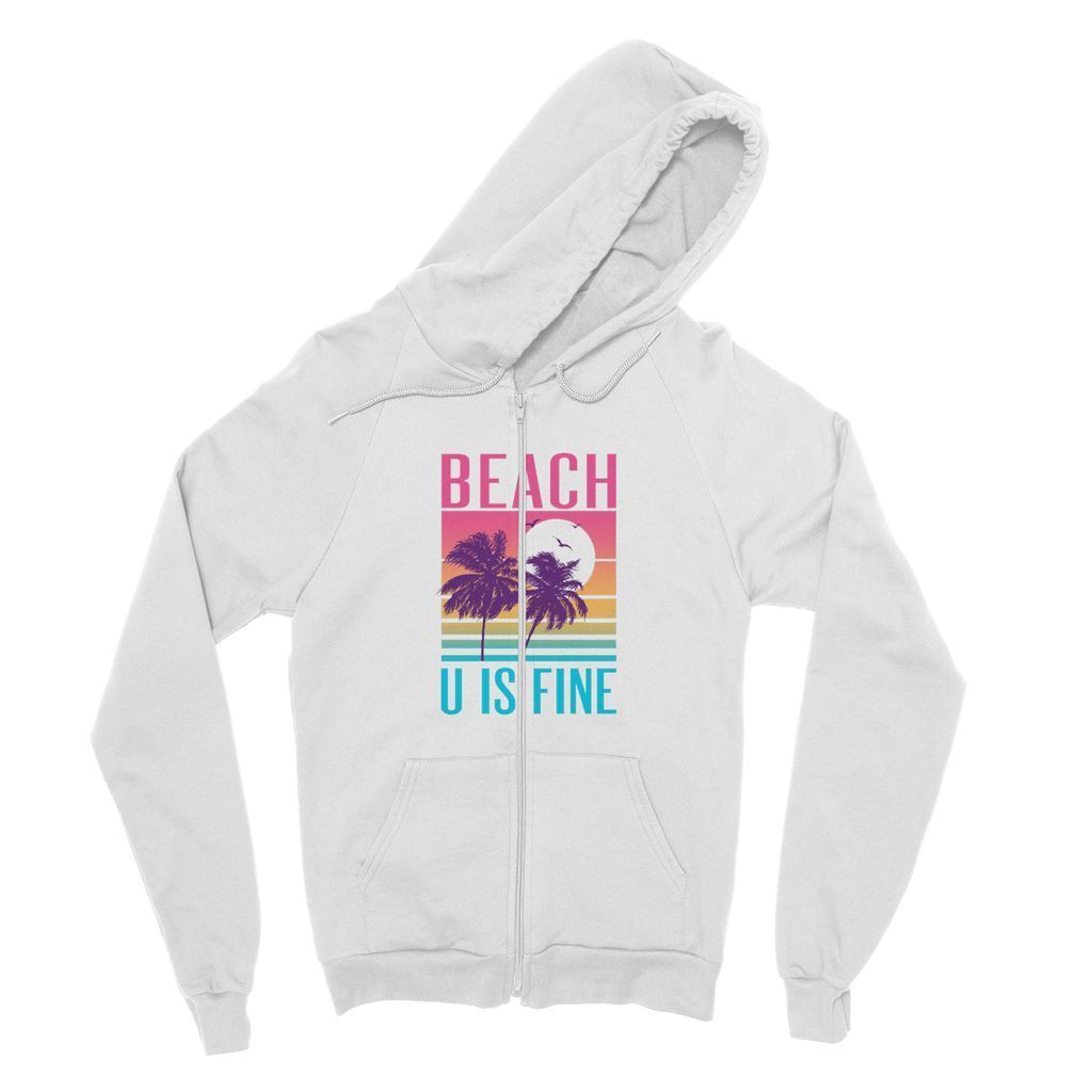 Beach U Fine Jersey Zip Hoodie in a stylish design, featuring a nylon zipper and polyester drawcords, perfect for summer evenings.
