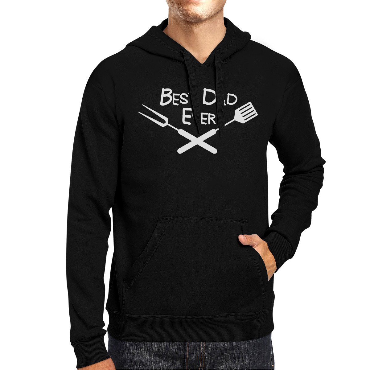 Best BBQ Dad Black Unisex Hoodie featuring unique design, perfect for Father's Day gifts.