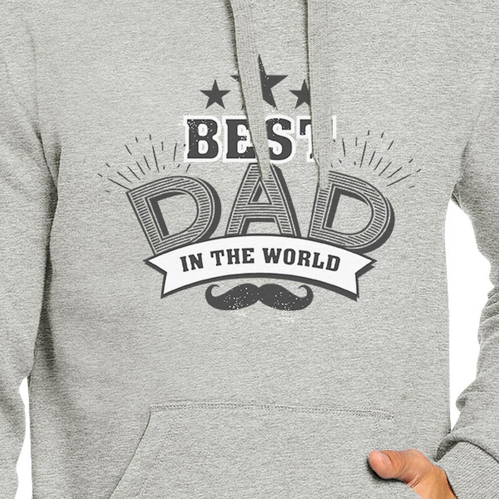 Unisex grey hoodie with 'Best Dad In The World' design, perfect for Christmas gifts.