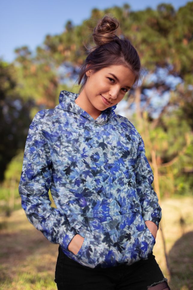Main Blue Leafs Female Sublimation Hoodie image