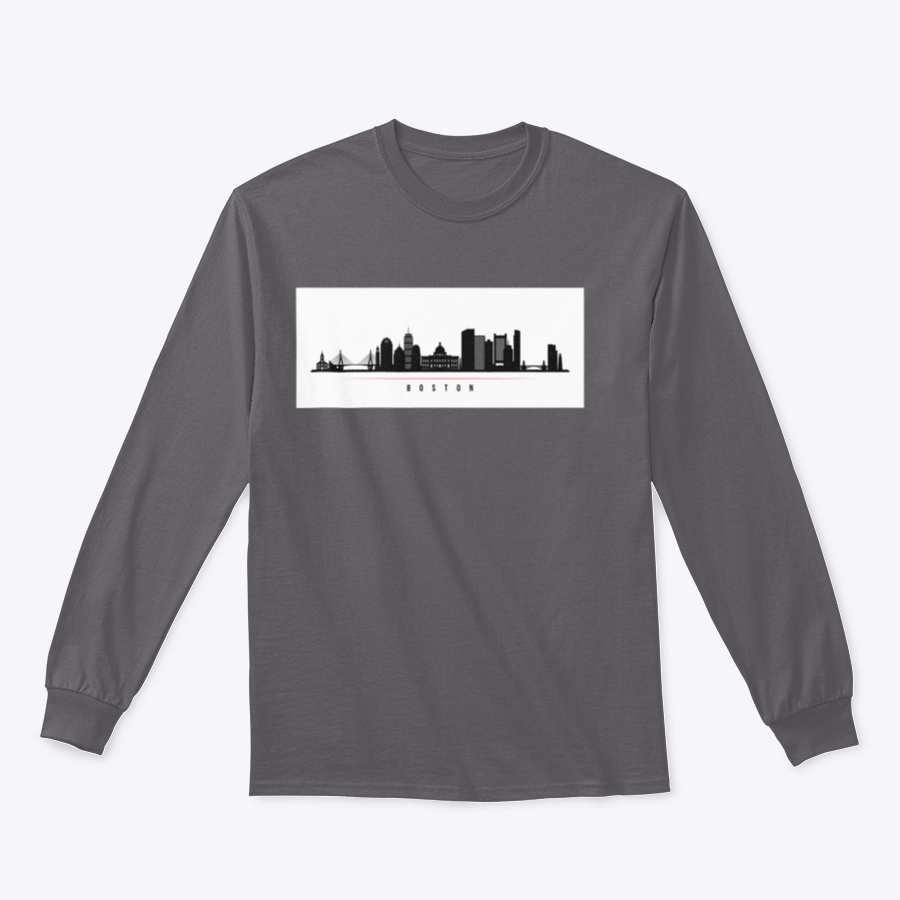 A stylish sweatshirt featuring the Boston city skyline design, made from 100% cotton for comfort and durability.