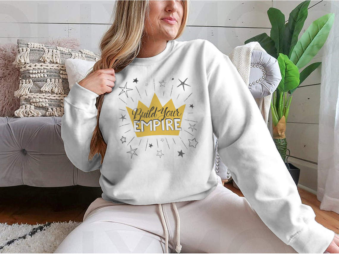 Build Your Empire Poster featuring a hand-drawn inspirational quote and a crown design, perfect for home or office decor.
