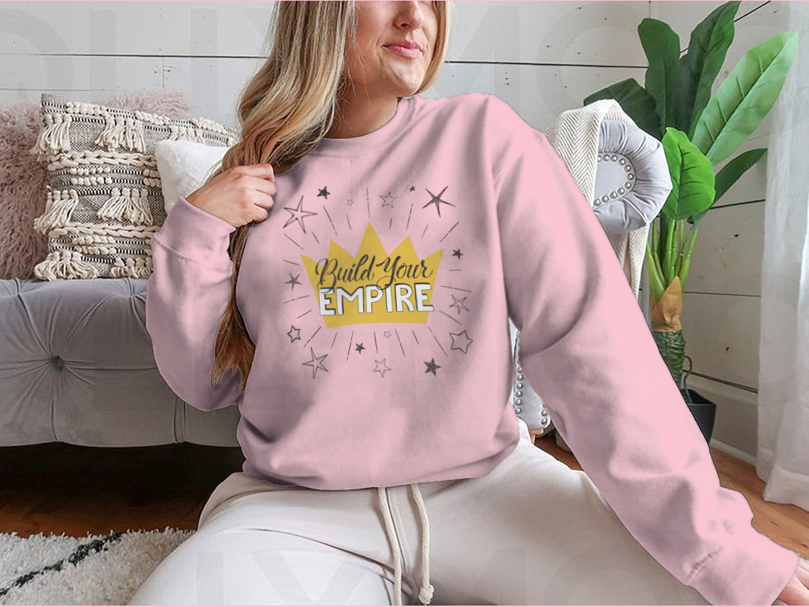Build Your Empire Poster featuring a hand-drawn inspirational quote and a crown design, perfect for home or office decor.