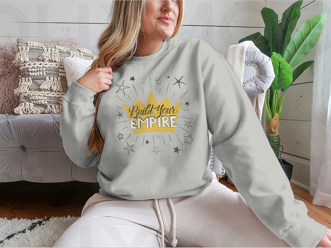 Build Your Empire Poster featuring a hand-drawn inspirational quote and a crown design, perfect for home or office decor.