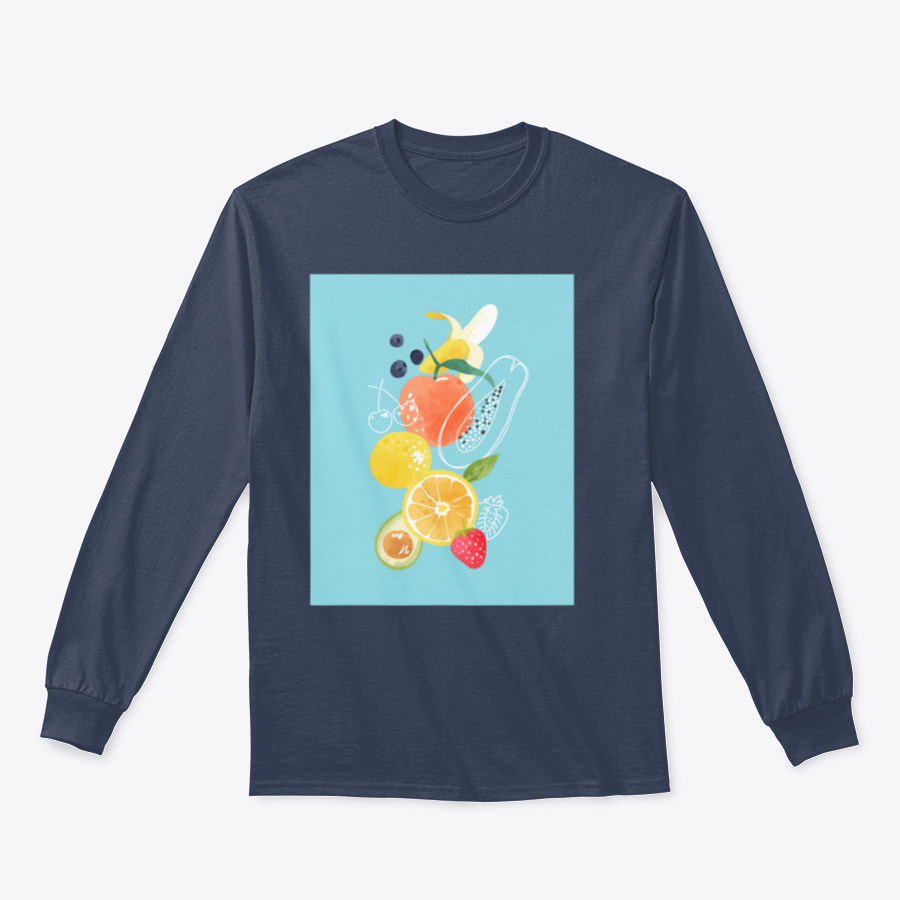 A vibrant Cartoon Fresh Fruits Watercolor T-Shirt featuring colorful fruit illustrations on a soft cotton fabric.
