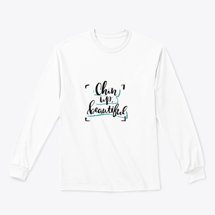 Chin Up, Beautiful Inspirational Design T-Shirt in various colors, showcasing its soft fabric and motivational print.